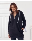 Plus Size insulated tunic with hood black FI586 - Online store - Boutique